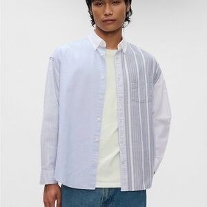 GAP Men's Oxford Big Shirt Blue color block L tall